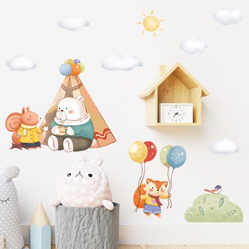 Stickers Muraux De Décoration De Chambre D'enfant - Tente D'animaux, Stickers Muraux De Dessins
