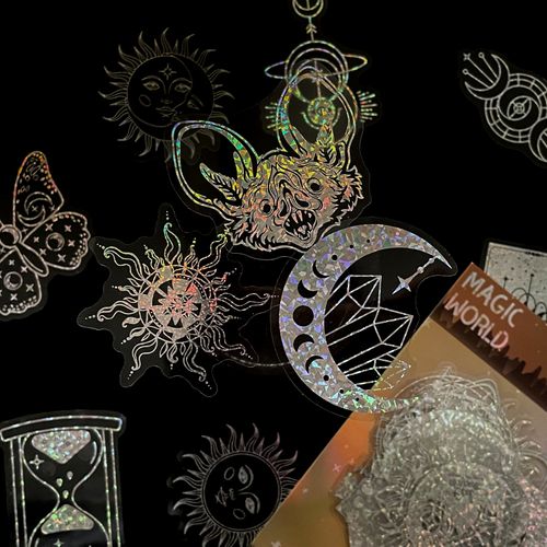 100pcs Style Spot Radium Transparent - Magic World Autocollants Pour Bouteilles D'eau Gobelet
