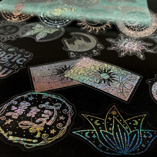 100pcs Style Spot Radium Transparent - Magic World Autocollants Pour Bouteilles D'eau Gobelet