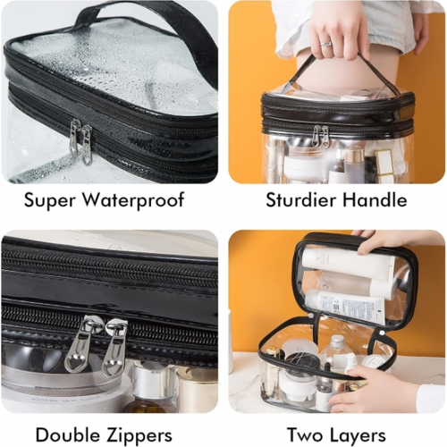 1 Pièce Trousse De Maquillage Transparente Pour Femme Trousse De Toilette De Voyage Imperméable