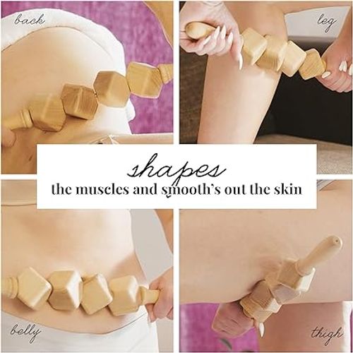 Anti Cellulite Masseur Rouleau à Cubes De Massage Appareil Bois 40 Cm