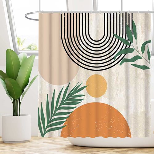 Rideau De Douche Bohème Montagne Coucher De Soleil 180 X 180 Cm Rideau De Bain Tissu Polyester
