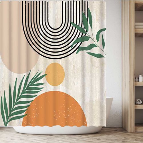 Rideau De Douche Bohème Montagne Coucher De Soleil 180 X 180 Cm Rideau De Bain Tissu Polyester