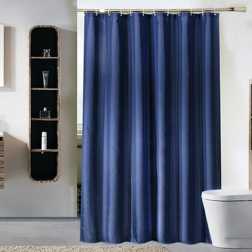180 X 200cm Rideau De Douche Avec 12 Crochets Séchage Rapidebleu Foncé , Tissu Polyester Impermé