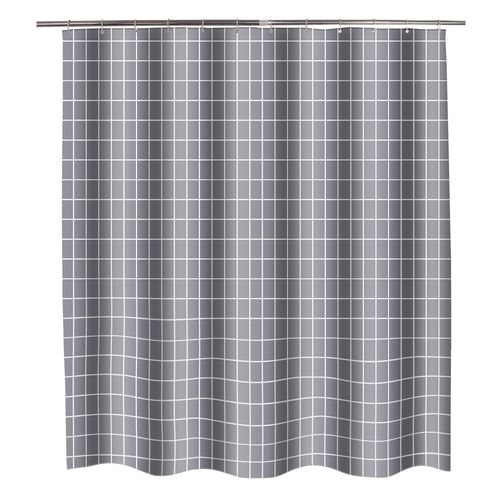 180 X 200cm Rideau De Douche Avec 12 Crochets Séchage Rapidegrille Grise , Tissu Polyester Imper