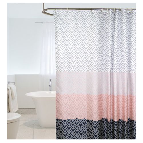 180 X 200cm Rideau De Douche Avec 12 Crochets Séchage Rapideles Vagues , Tissu Polyester Impermé
