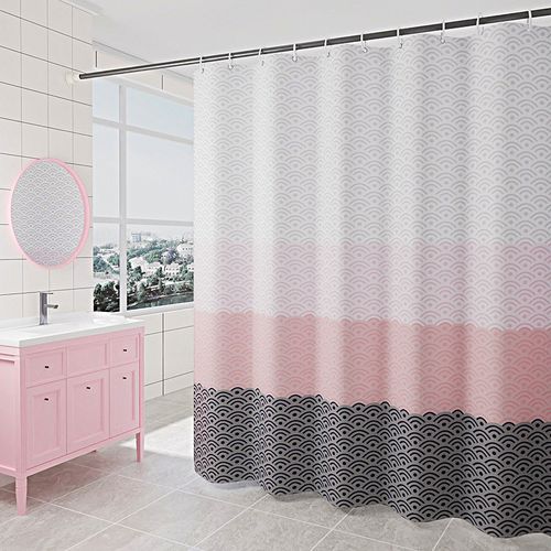180 X 200cm Rideau De Douche Avec 12 Crochets Séchage Rapideles Vagues , Tissu Polyester Impermé