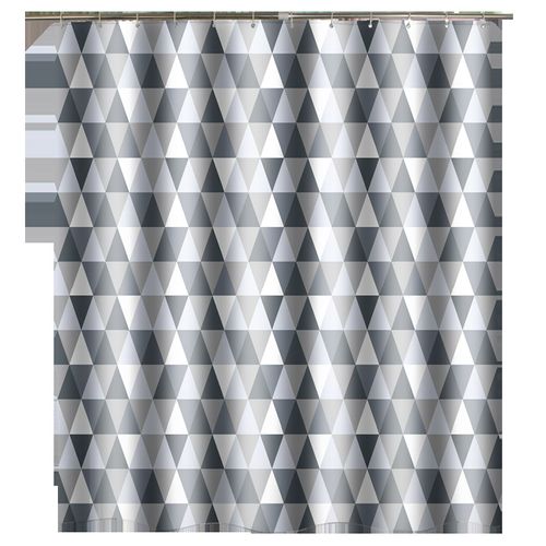 180 X 200cm Rideau De Douche Avec 12 Crochets Séchage Rapidetriangle Gris , Tissu Polyester