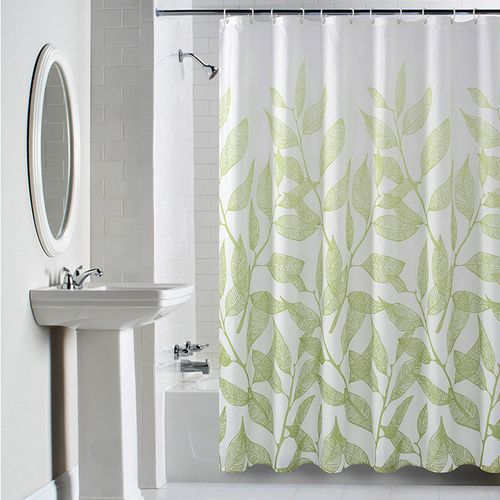 180 X 200cm Rideau De Douche Avec 12 Crochets Séchage Rapidebranche Verte , Tissu Polyester