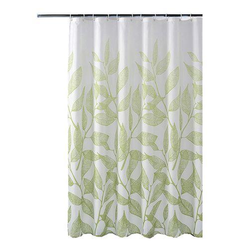 180 X 200cm Rideau De Douche Avec 12 Crochets Séchage Rapidebranche Verte , Tissu Polyester