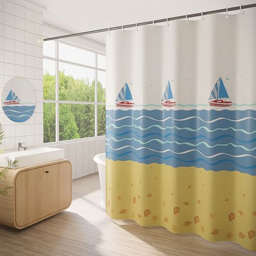 180 X 200cm Rideau De Douche Avec 12 Crochets Séchage Rapidebateaux à Voile , Tissu Polyester