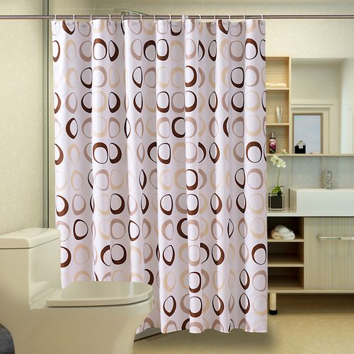 180 X 200cm Rideau De Douche Avec 12 Crochets Séchage Rapidebrun , Tissu Polyester Imperméable