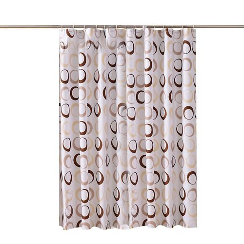 180 X 200cm Rideau De Douche Avec 12 Crochets Séchage Rapidebrun , Tissu Polyester Imperméable