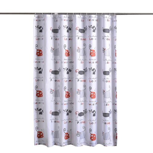180 X 200cm Rideau De Douche Avec 12 Crochets Séchage Rapidechat , Tissu Polyester Imperméable