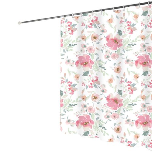 180 X 200cm Rideau De Douche Avec 12 Crochets Séchage Rapidemanoir Des Roses , Tissu Polyester