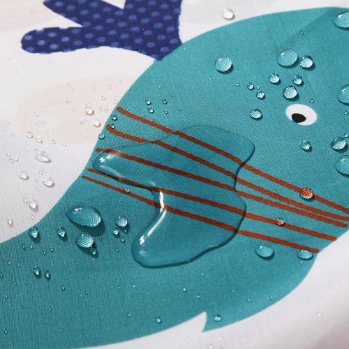 180 X 200cm Rideau De Douche Avec 12 Crochets Séchage Rapideanimaux Marins , Tissu Polyester