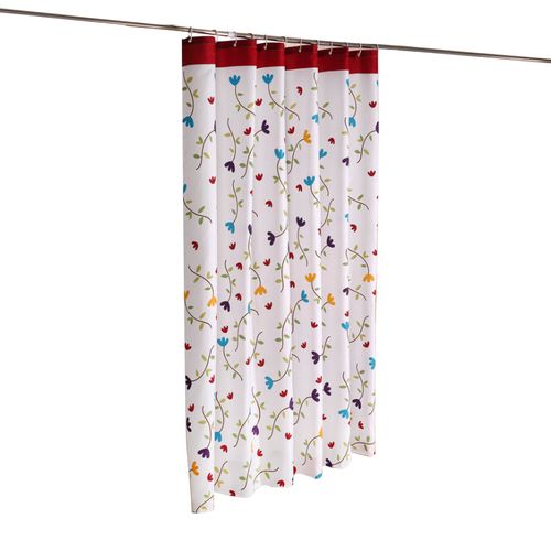 180 X 200cm Rideau De Douche Avec 12 Crochets Séchage Rapidefleurs Colorées , Tissu Polyester