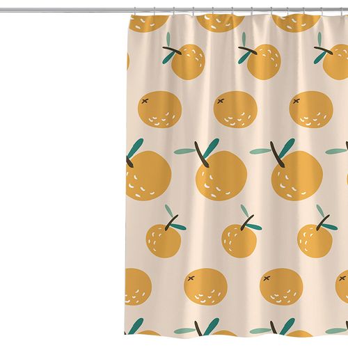 180 X 200cm Rideau De Douche Avec 12 Crochets Séchage Rapideorange , Tissu Polyester Imperméable