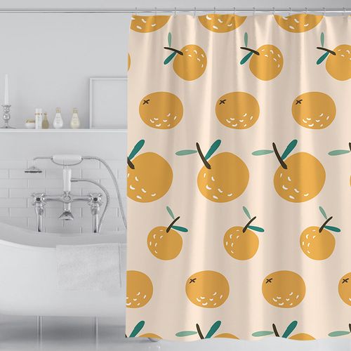 180 X 200cm Rideau De Douche Avec 12 Crochets Séchage Rapideorange , Tissu Polyester Imperméable