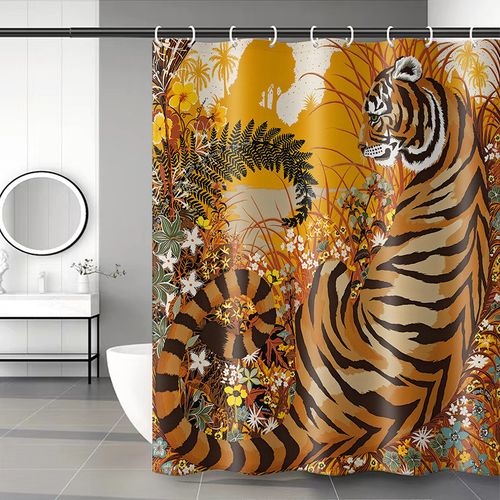 180 X 200cm Rideau De Douche Avec 12 Crochets Séchage Rapidetigre , Tissu Polyester Imperméable