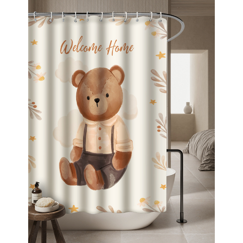 180 X 200cm Rideau De Douche Avec 12 Crochets Séchage Rapideours , Tissu Polyester Imperméable