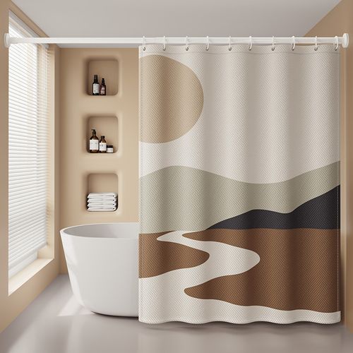 180 X 200cm Rideau De Douche Avec 12 Crochets Séchage Rapidecoucher De Soleil , Tissu Polyester