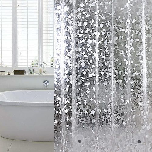 180 X 180 Cm Rideau De Douche Eva Anti-moisissure Imperméable à Galets Avec 12 Crochets Antirouil