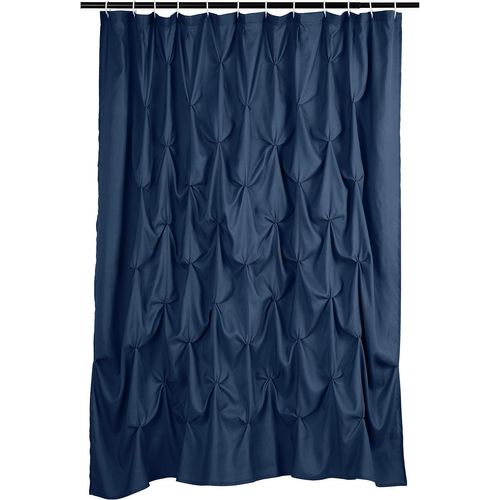 Bleu Marine-183x183cm-rideau De Douche à Tissage Gaufré, Polyester