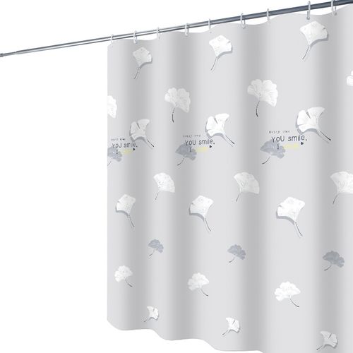 Motif Feuille Ginkgo Gris Rideau Douche, Rideau De Douche 180x180 Cm, Rideaux De Douche Polyester