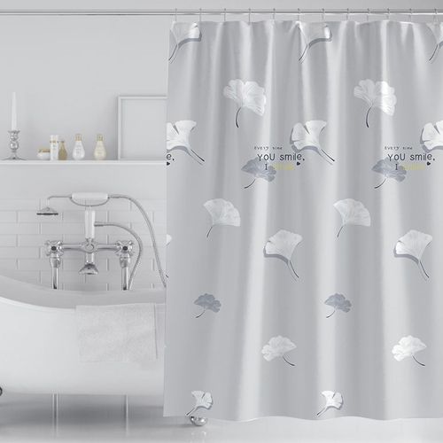 Motif Feuille Ginkgo Gris Rideau Douche, Rideau De Douche 180x180 Cm, Rideaux De Douche Polyester