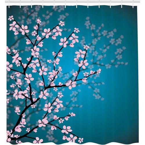 Japonais Rideau De Douche, Motif Sakura Bloom, Tissu Ensemble De Décor De Salle De Bain