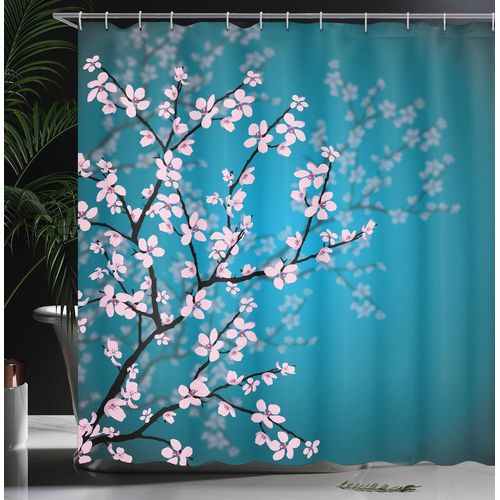 Japonais Rideau De Douche, Motif Sakura Bloom, Tissu Ensemble De Décor De Salle De Bain