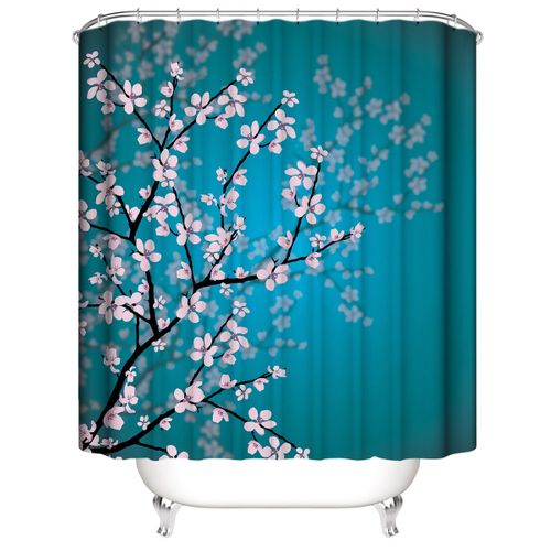Japonais Rideau De Douche, Motif Sakura Bloom, Tissu Ensemble De Décor De Salle De Bain