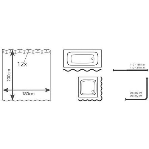 180x200cm - Épaissi Imperméable à L'eau Et Résistant à La Moisissure Imprimé Rideau De Douche Rid