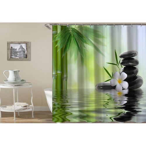 120 X 180 Cm-rideau Douche Vert Avec Crochet Rideau De Douche Anti Moisissure ，polyester Rideau