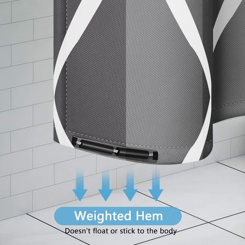 Noir Rideau De Douche 180x200cm Polyester Imperméable Tissu Lavable En Machine Rideau