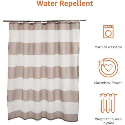 Rideau De Douche En Tissu Imprimé 180 X 180 Cm , Marron Clair/beige