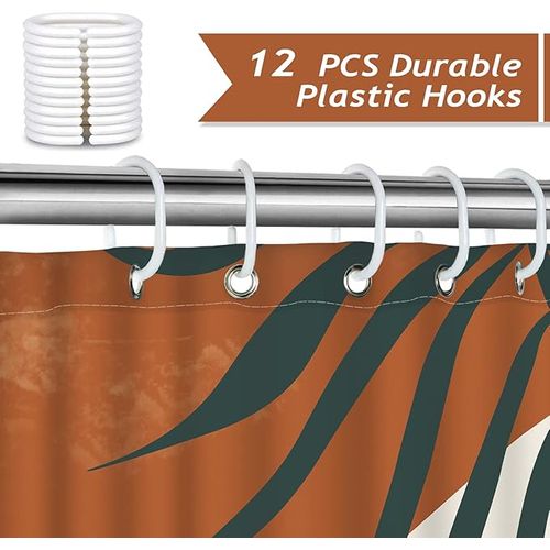 Rideau De Douche Imprimé 180 X 200 Cm Avec 12 Crochets  Abstrait Bohème Mi - Siècle