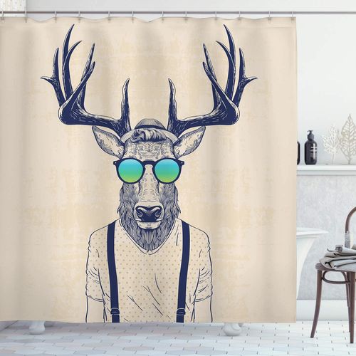 Rideau De Douche 180cm * 200cm Bois De Cerf , Funky Frais Animaux Fun, Salle De Bains En Tissu