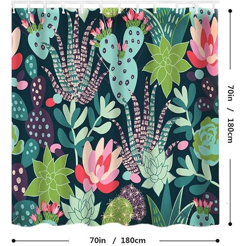 Rideau De Douche Salle De Bains Plantes Tropicales 180 * 180cm  Avec Crochet, Résistant