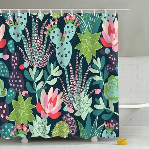 Rideau De Douche Salle De Bains Plantes Tropicales 180 * 180cm  Avec Crochet, Résistant