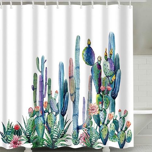 Rideau De Douche Salle De Bains Cactus 180 * 180cm  Avec Crochet, Résistant à La Moisissure