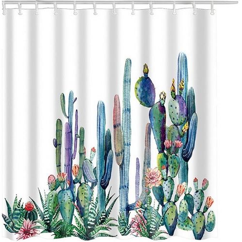Rideau De Douche Salle De Bains Cactus 180 * 180cm  Avec Crochet, Résistant à La Moisissure