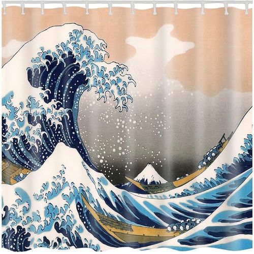 Petit Rideau De Douche Avec Crochet Vague 180 * 180cm , Haute Qualité Imperméable à L'eau