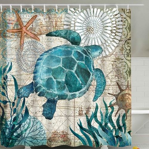 Petit Rideau De Douche Avec Crochet Tortue 180 * 200cm , Haute Qualité Imperméable à L'eau