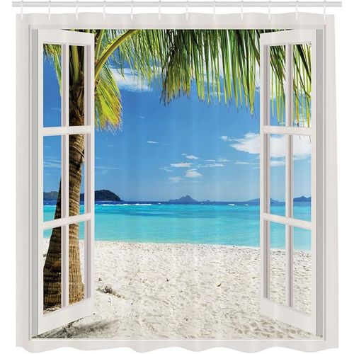 Rideau De Douche En Polyester De Plage 180 * 180cm , Arbre Tropical De Palm Beach, Ensemble