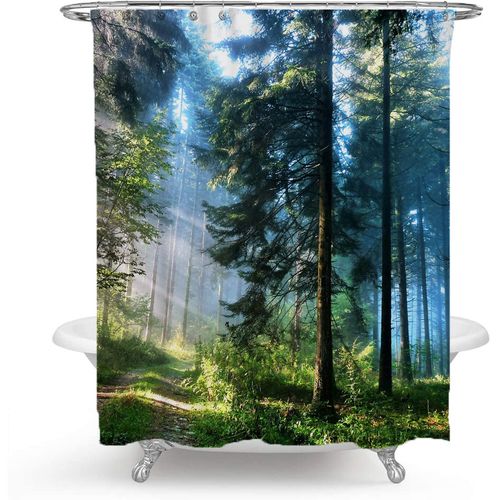 Rideau De Douche Imperméable à La Moisissure Forest Sunshine 180 X 180 Cm En Tissu Antibactérien