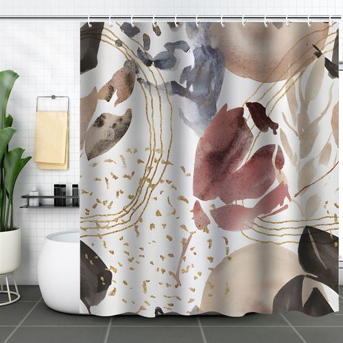 Rose Violet  Simple Abstract Leaf Pattern Shower Curtain - 180*180cm,, Machine Washable Polyeste