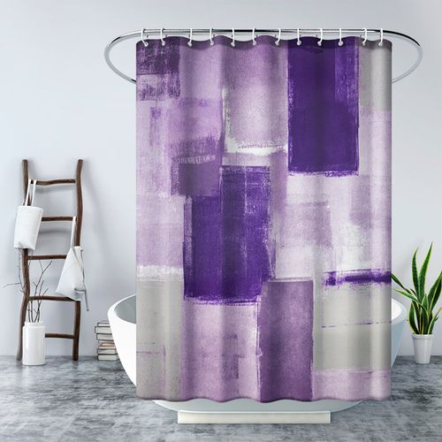 180*180cm Rideau De Douche Imperméable Avec Crochets Patchwork Violet , De Haute Qualité, Résist