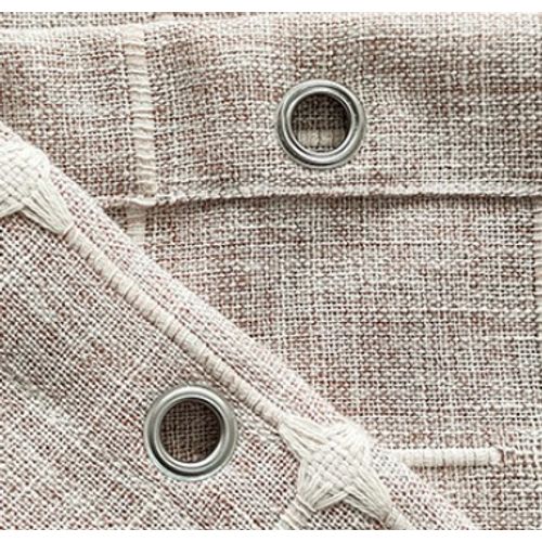 180*180cm Rideau De Douche à Pompon En Polyester Lin Kaki , Rideau De Douche Imperméable